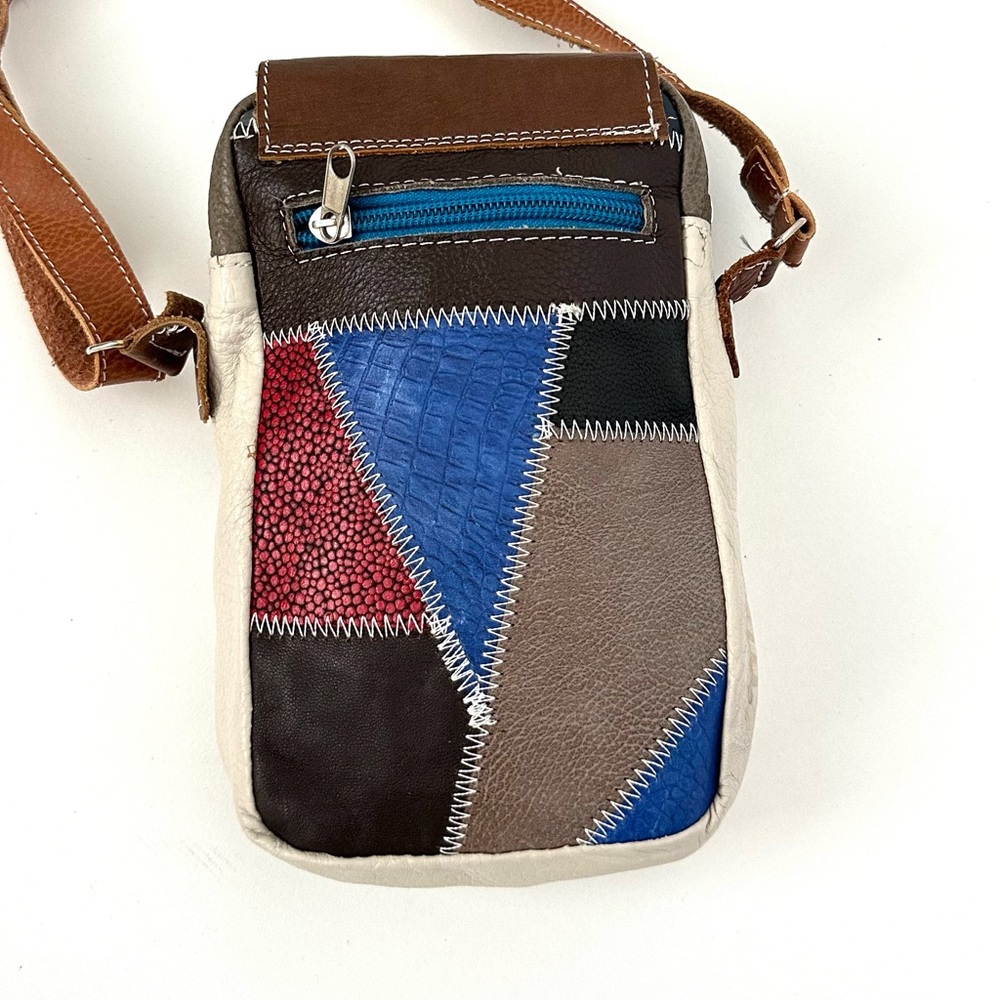Stylish Leather Patchwork Mini Crossbody Utility … - image 4